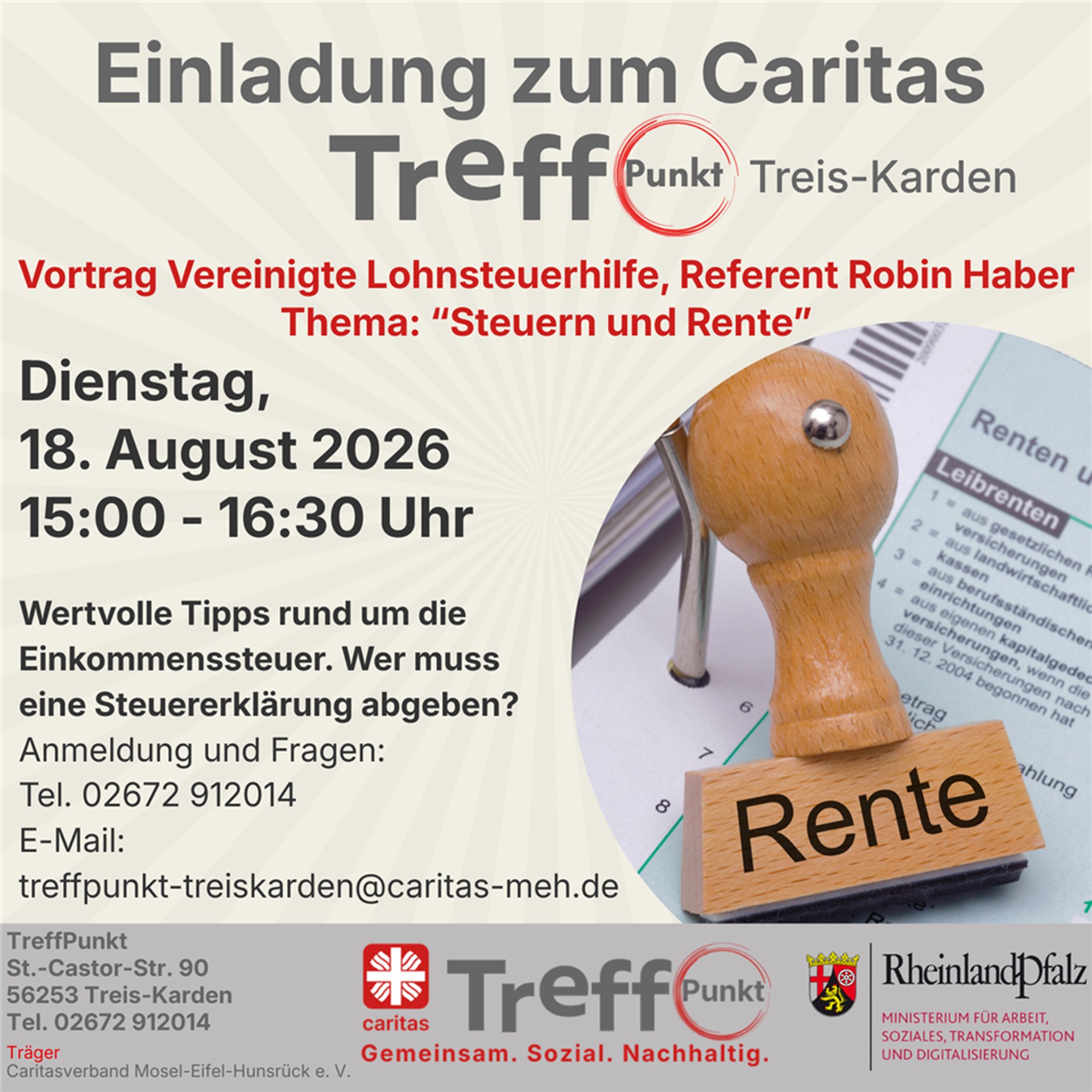 Stempel mit der Aufschrift Rente.