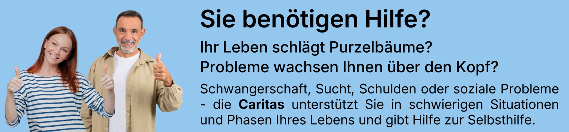 Mann und Frau zeigen Daumen hoch.
