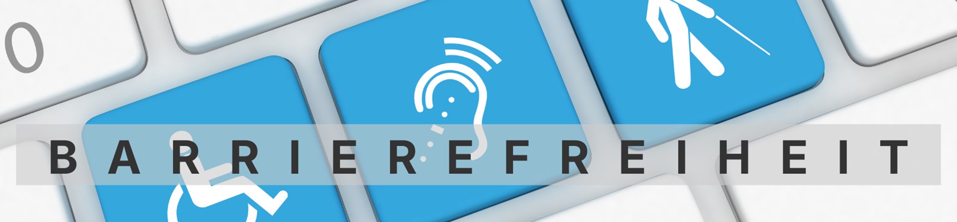 Tastatur Laptop mit Überschrift Barrierefreiheit.