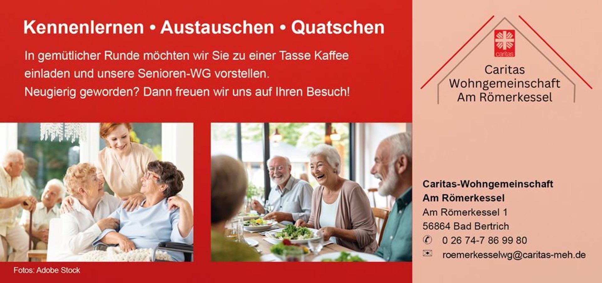 Kaffeeklatsch am Römerkessel - Senioren sitzen beim Essen zusammen.