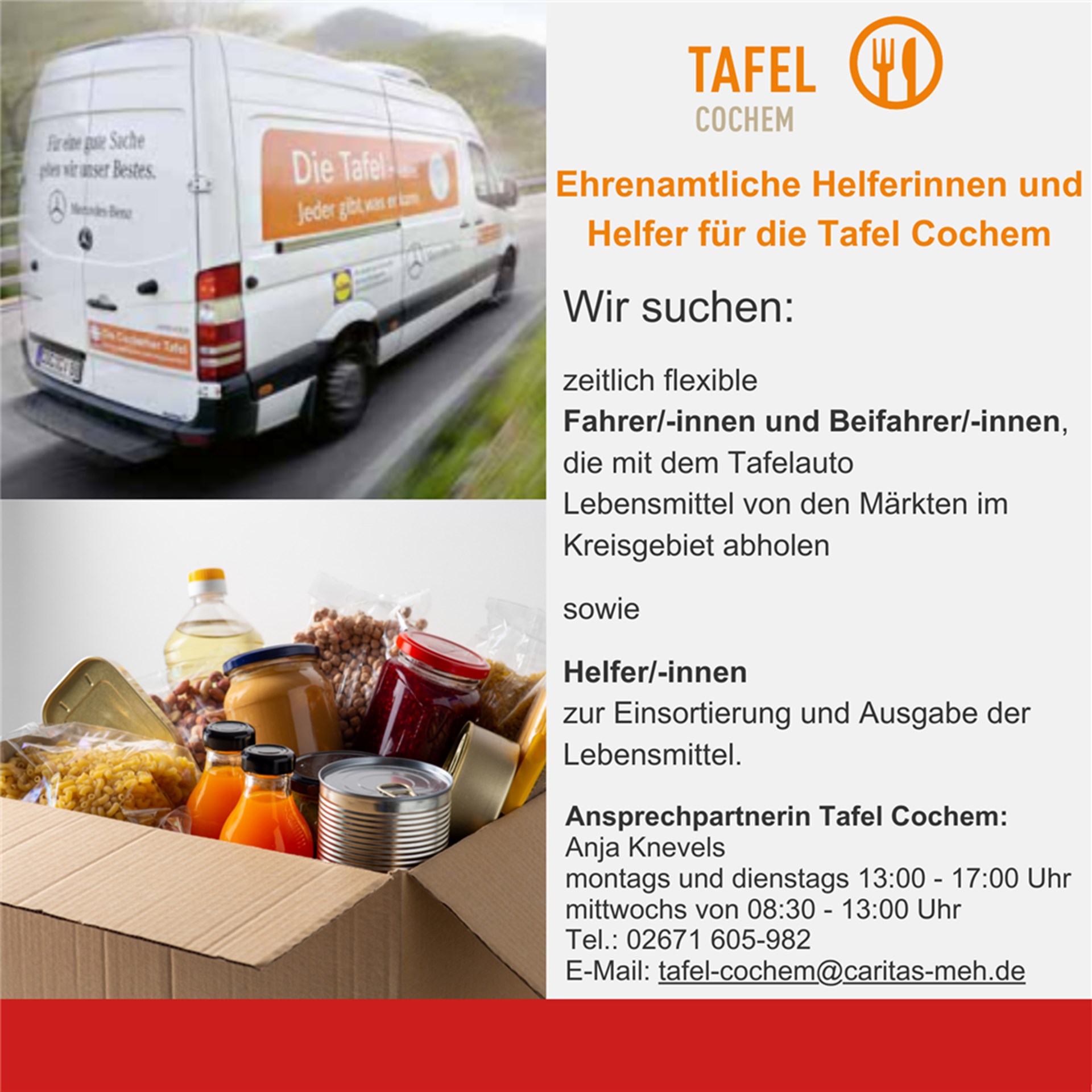 Tafel Cochem Suche nach Ehrenamtlichen